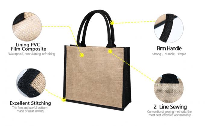 맞춤 인쇄 된 유트 토트 가방 laminated 패턴 된 burlap 핸드백 2