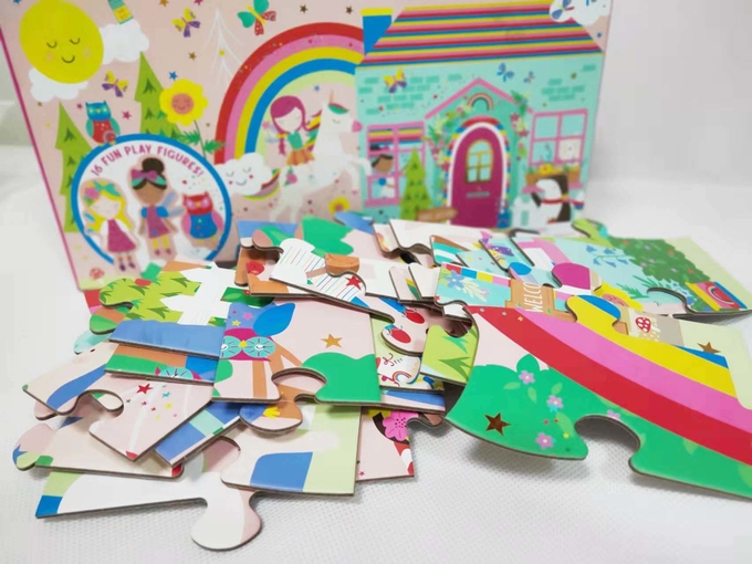 60 pcs Rainbow Fairy Cardboard Jigsaw Puzzle 큰 조각 Jigsaws Fun Pop Out 게임 피겨와 함께 1
